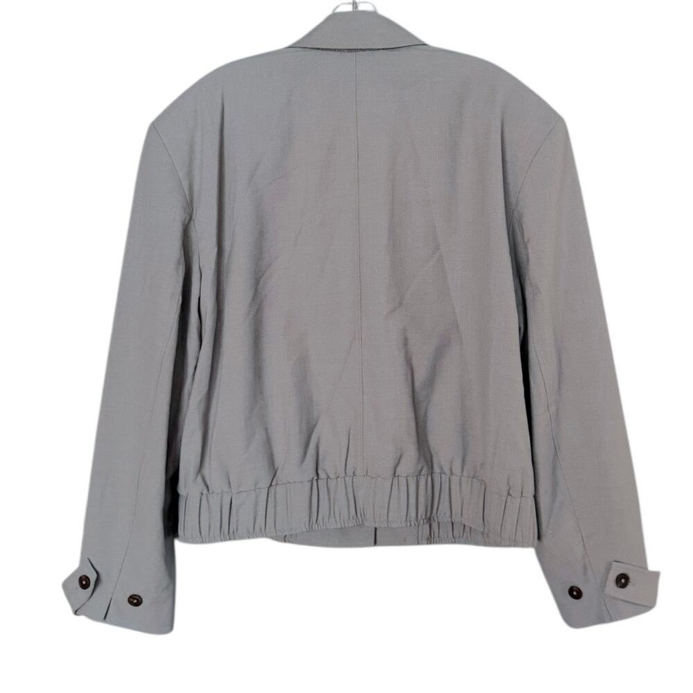 Free People Agnes Blazer Bomber Jacket Women's Med Grey Preppy Minimalist NEW - Picture 4 of 7